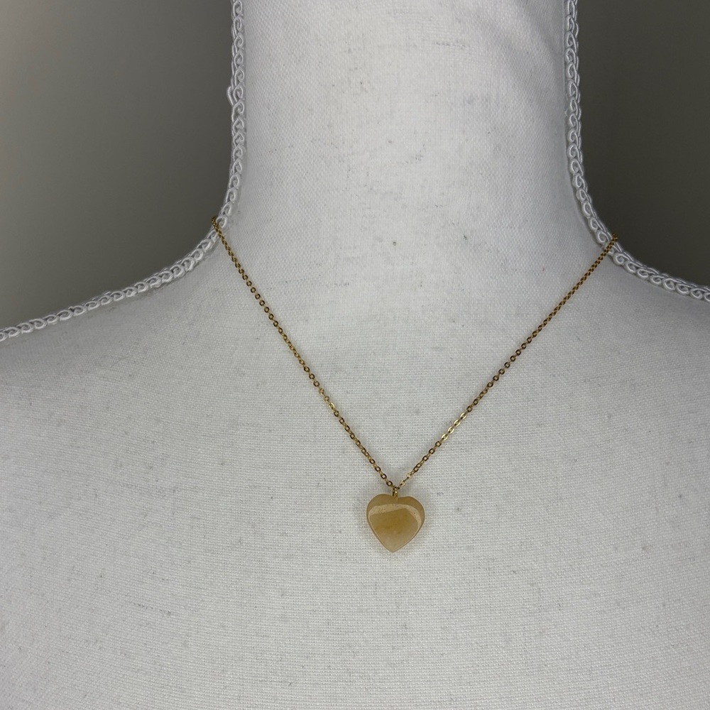 Translucent Look Heart Pendant Necklace with Gold Tone Chain. 18”